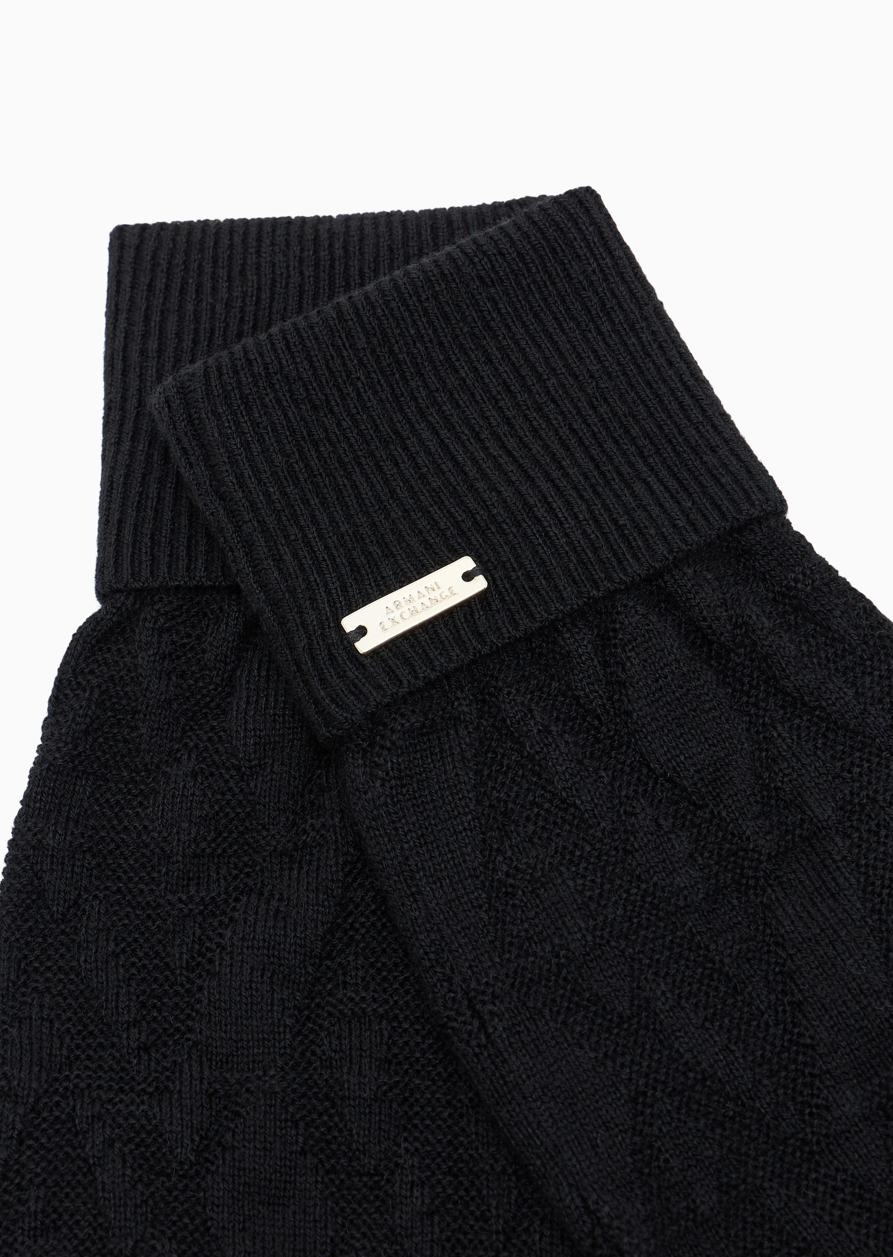 ARMANI EXCHANGE 女士绵羊毛分指针织简约纯色手套