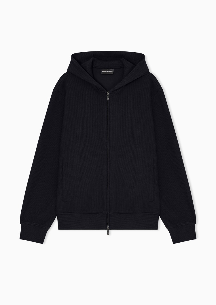 Emporio Armani 男士弹力合身长袖连帽拉链门襟重磅卫衣外套