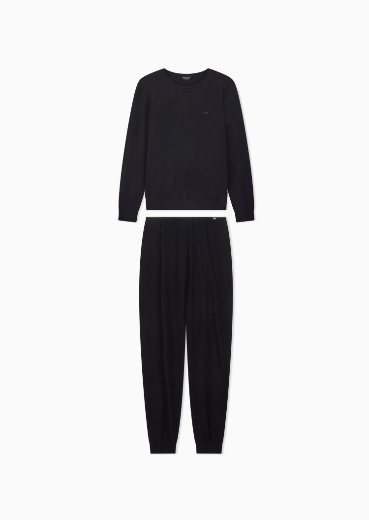 Emporio Armani 女士弹力圆领长袖长裤家居睡衣套装