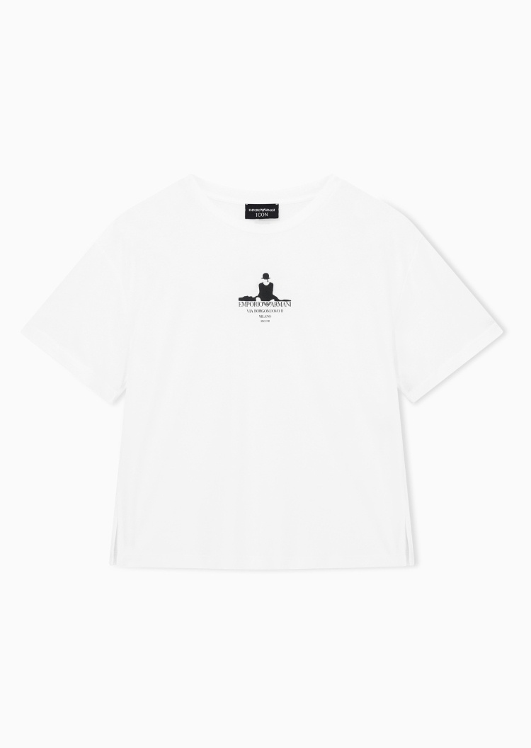 Emporio Armani 女士全棉宽松短袖圆领印花轻薄T恤衫