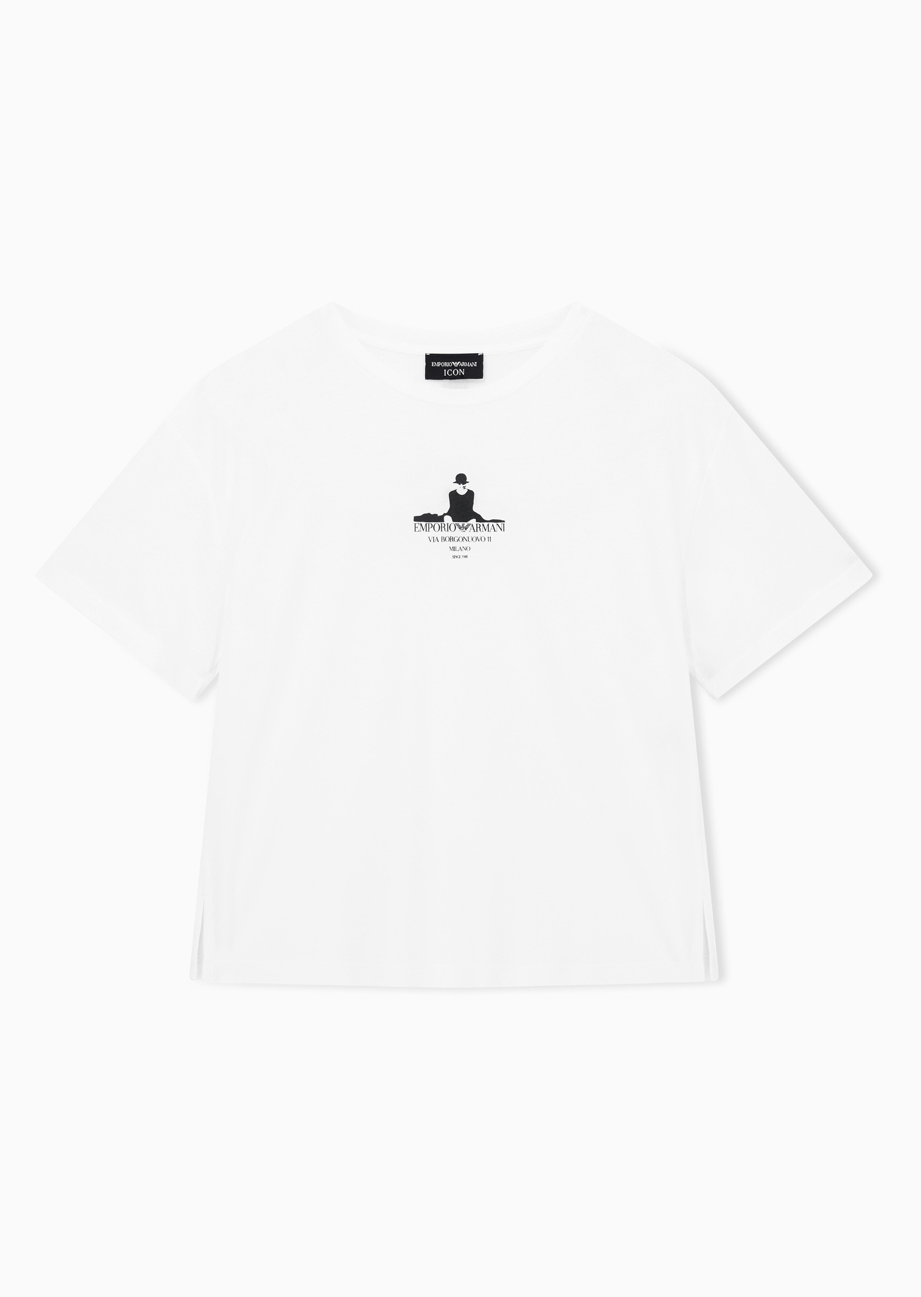 Emporio Armani 女士全棉宽松短袖圆领印花轻薄T恤衫