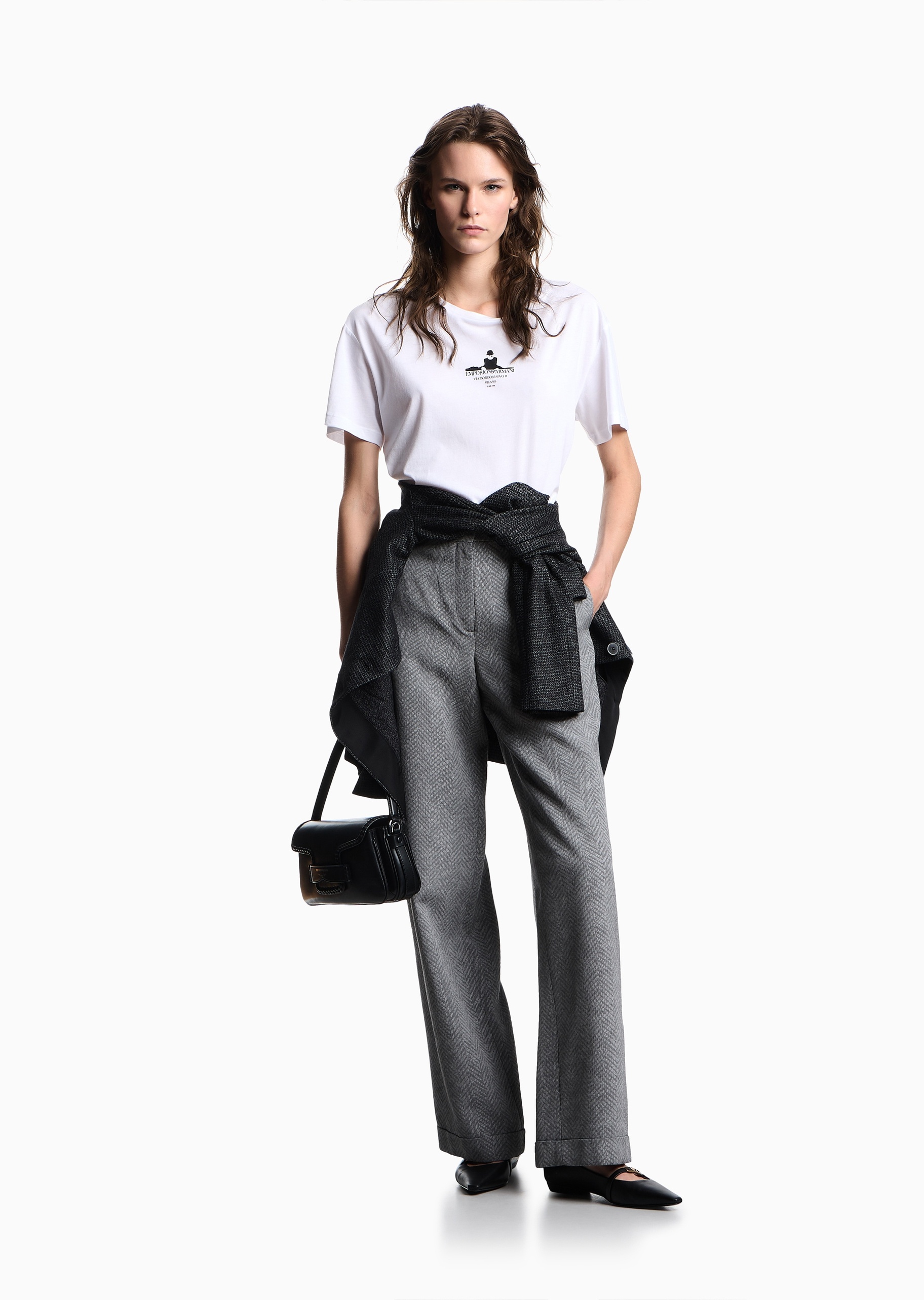 Emporio Armani 女士全棉宽松短袖圆领印花轻薄T恤衫