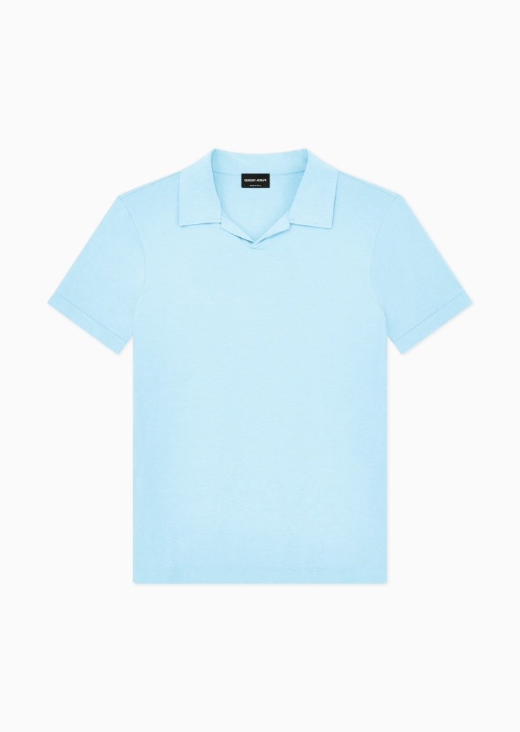 Giorgio Armani 男士人造棉弹力修身短袖海鸥领Polo衫