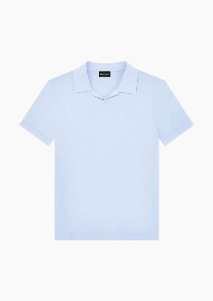 Giorgio Armani 男士人造棉弹力修身短袖海鸥领Polo衫