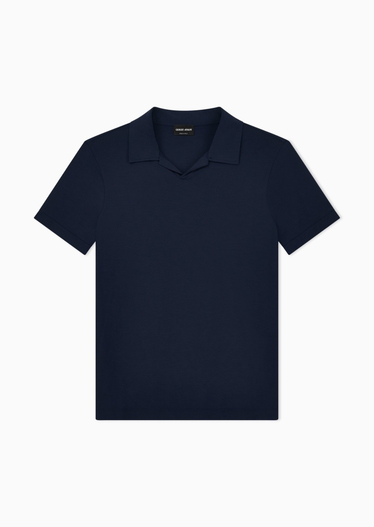 Giorgio Armani 男士人造棉弹力修身短袖海鸥领Polo衫