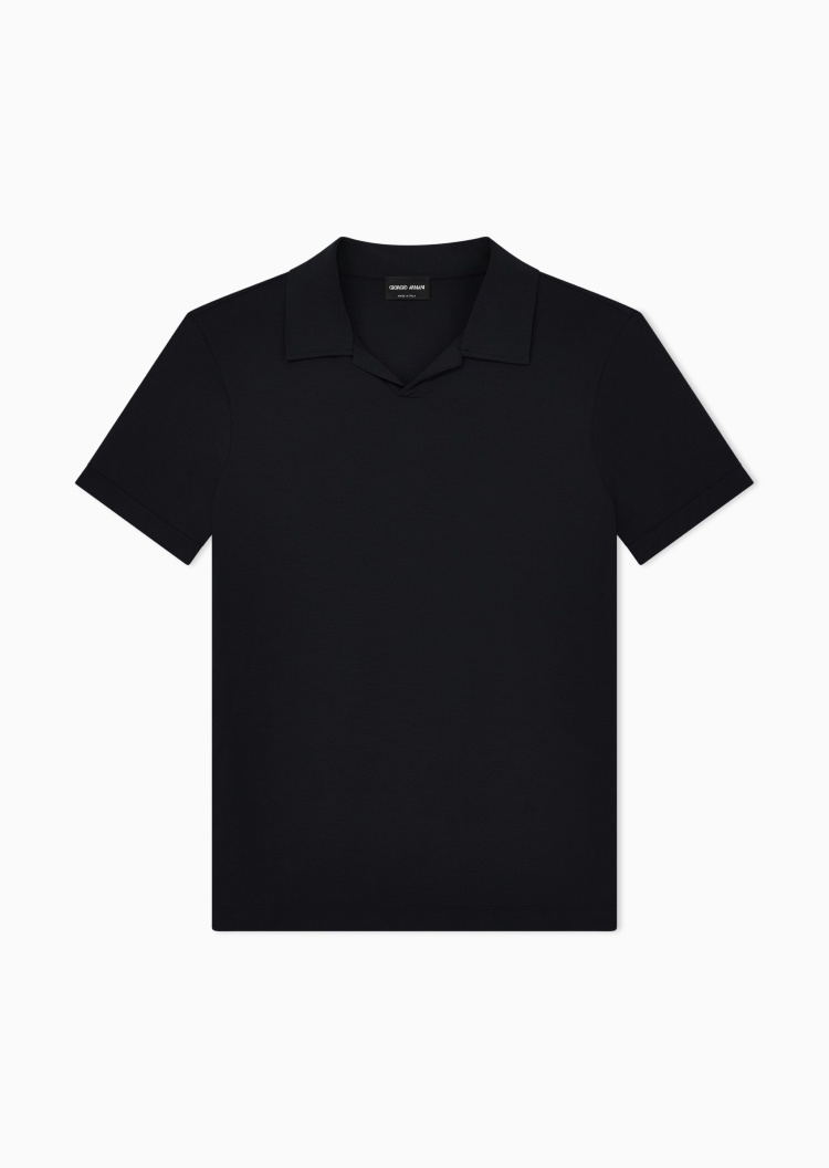 Giorgio Armani 男士人造棉弹力修身短袖海鸥领Polo衫
