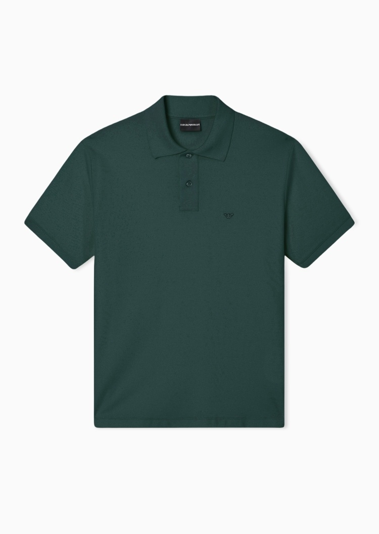 Emporio Armani 男士纯棉短袖翻领鹰标刺绣Polo衫