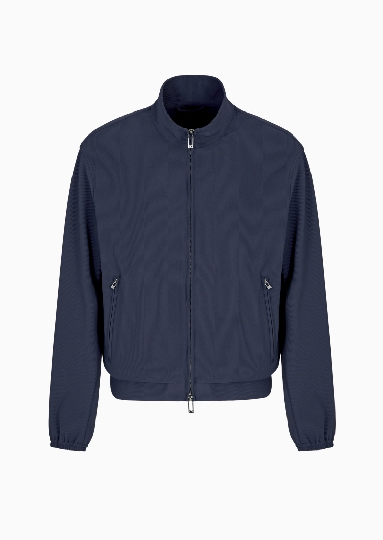 Emporio Armani 男士合身短款可翻立领拉链行政夹克