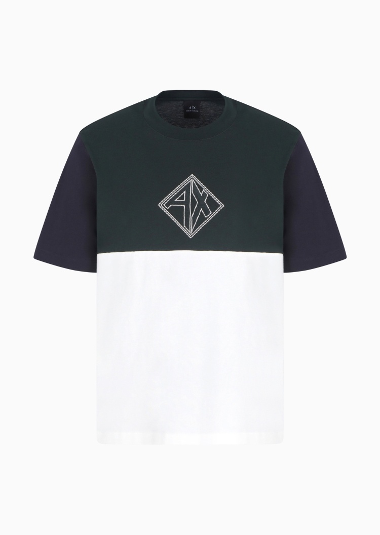 ARMANI EXCHANGE 男士全棉宽松短袖圆领创意标识T恤