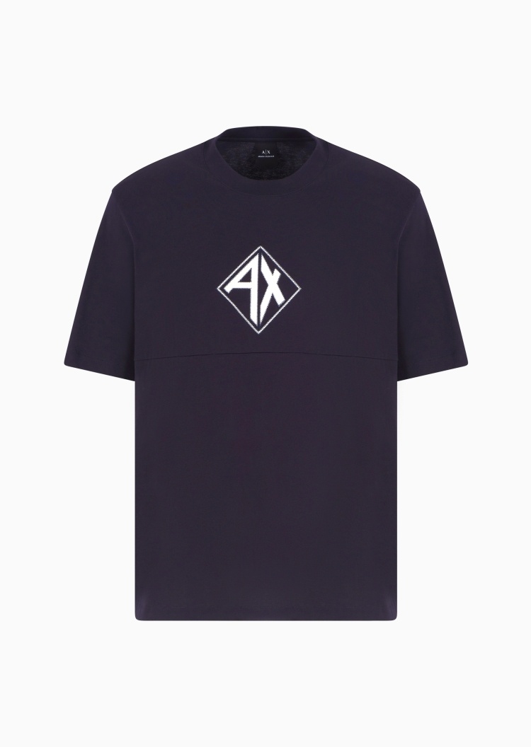 ARMANI EXCHANGE 男士全棉宽松短袖圆领创意标识T恤