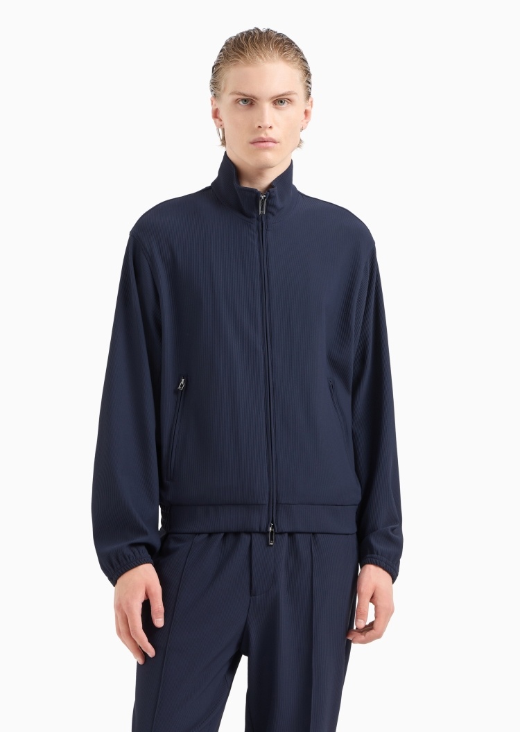 Emporio Armani 男士合身短款可翻立领拉链行政夹克