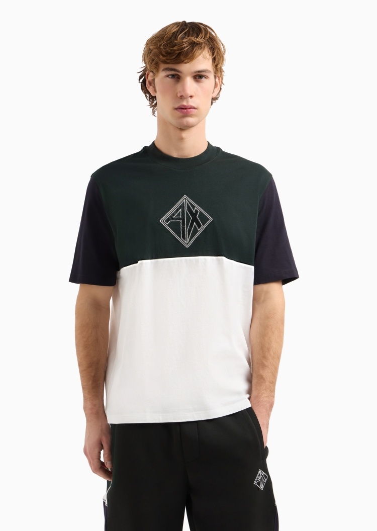 ARMANI EXCHANGE 男士全棉宽松短袖圆领创意标识T恤