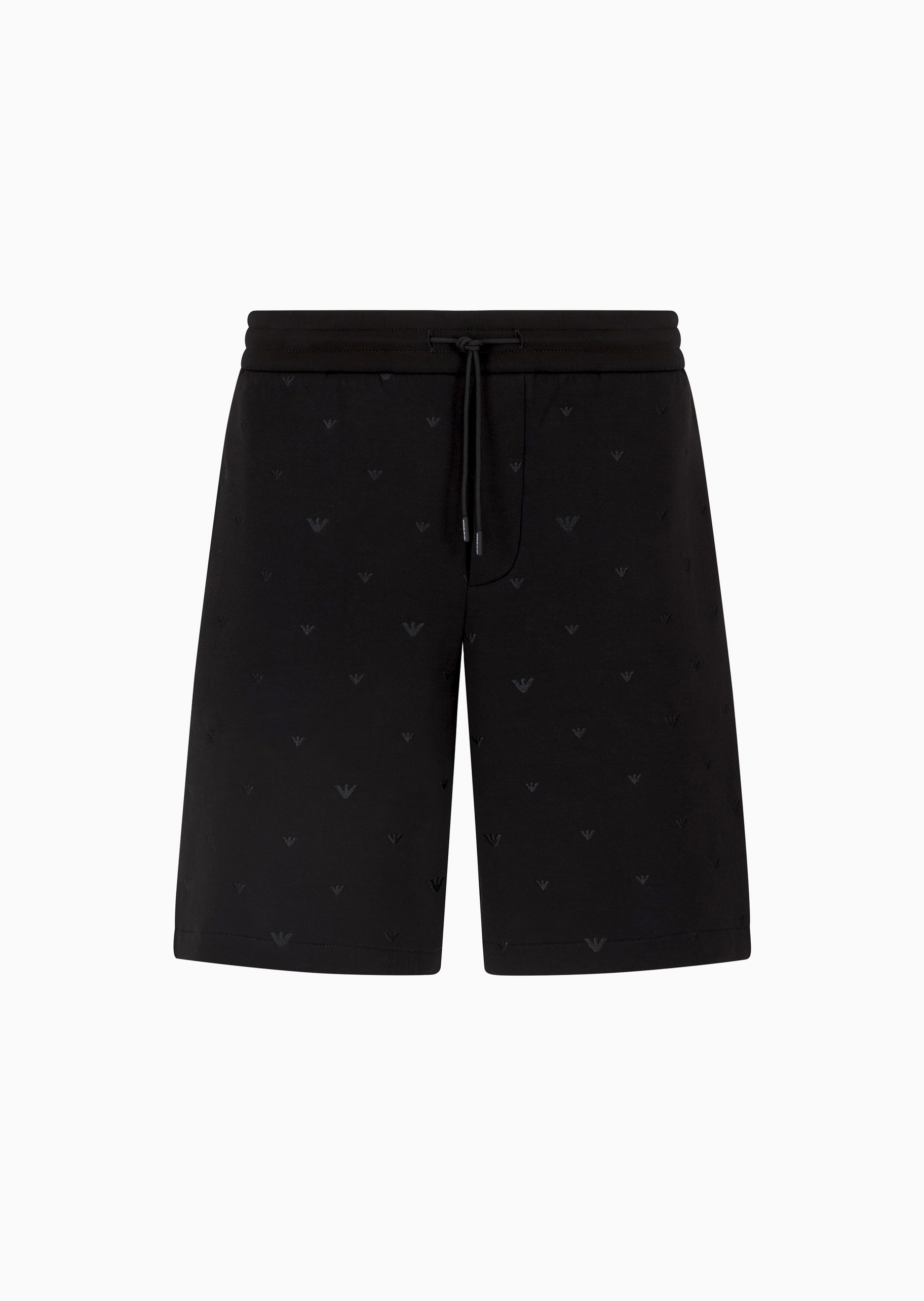 Emporio Armani 男士松紧系带直筒通体鹰标刺绣短裤
