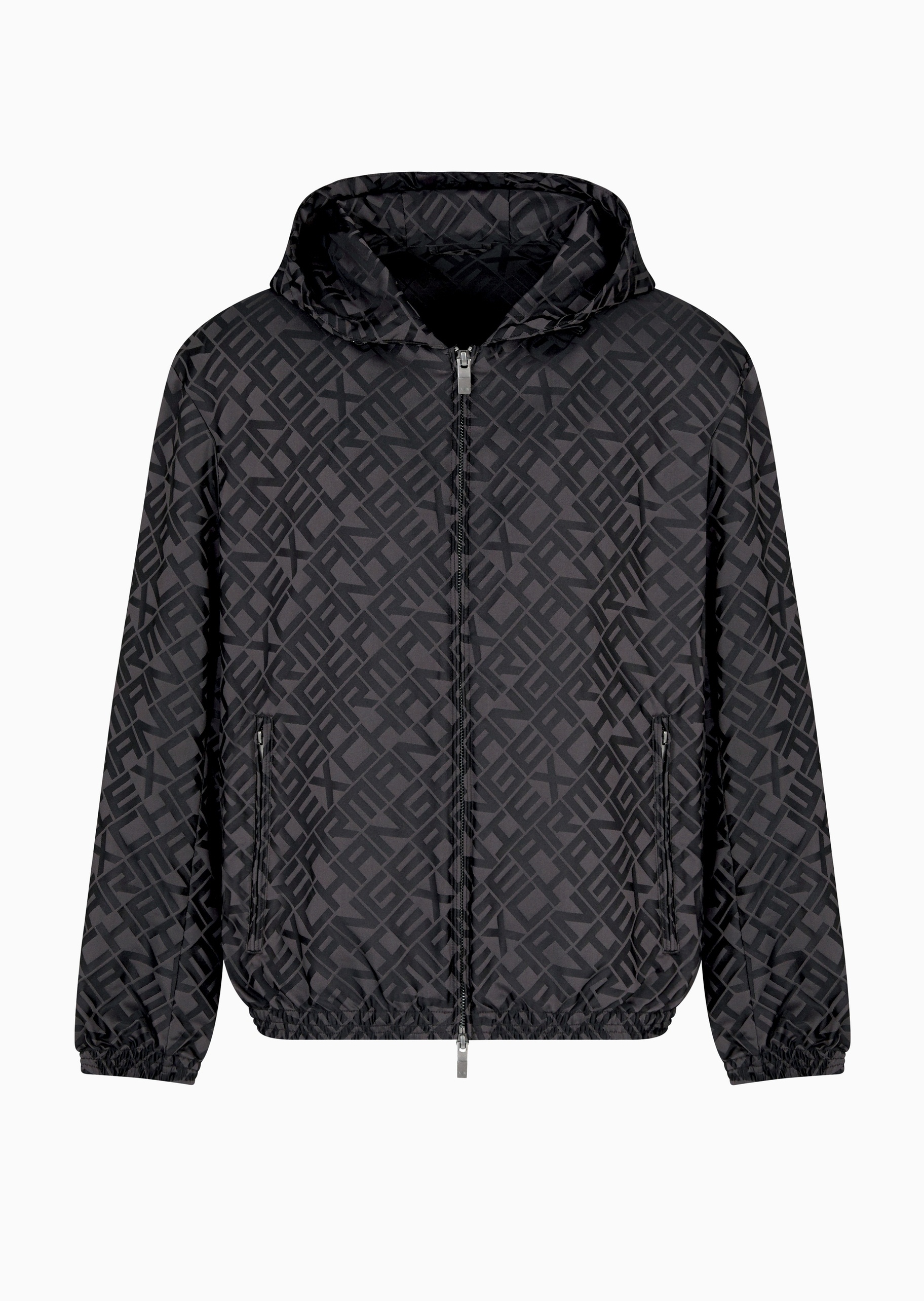 ARMANI EXCHANGE 男士合身长袖连帽满印LOGO夹克