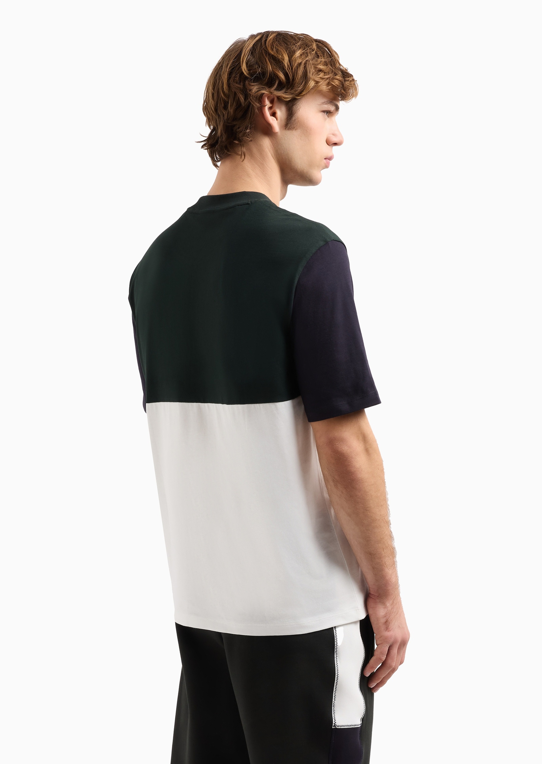ARMANI EXCHANGE 男士全棉宽松短袖圆领创意标识T恤