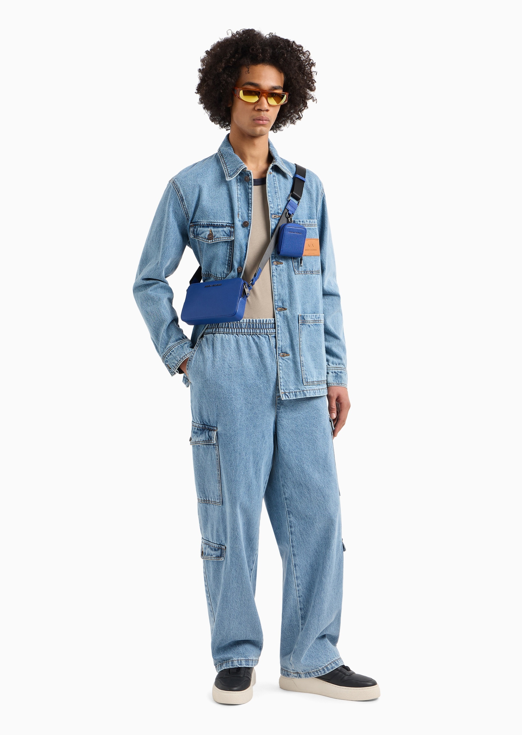 ARMANI EXCHANGE 男士全棉长袖衬衫领多口袋工装牛仔夹克