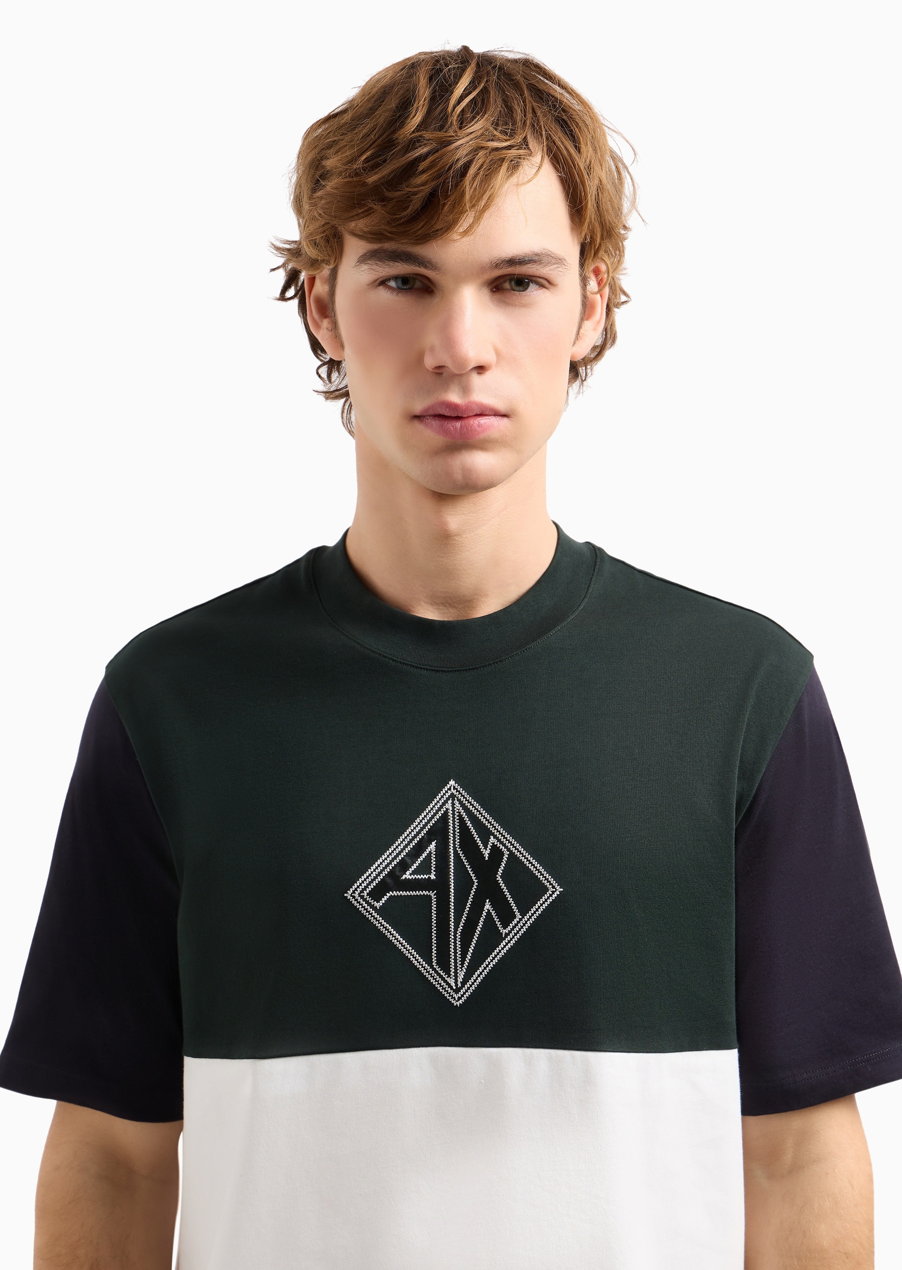 ARMANI EXCHANGE 男士全棉宽松短袖圆领创意标识T恤