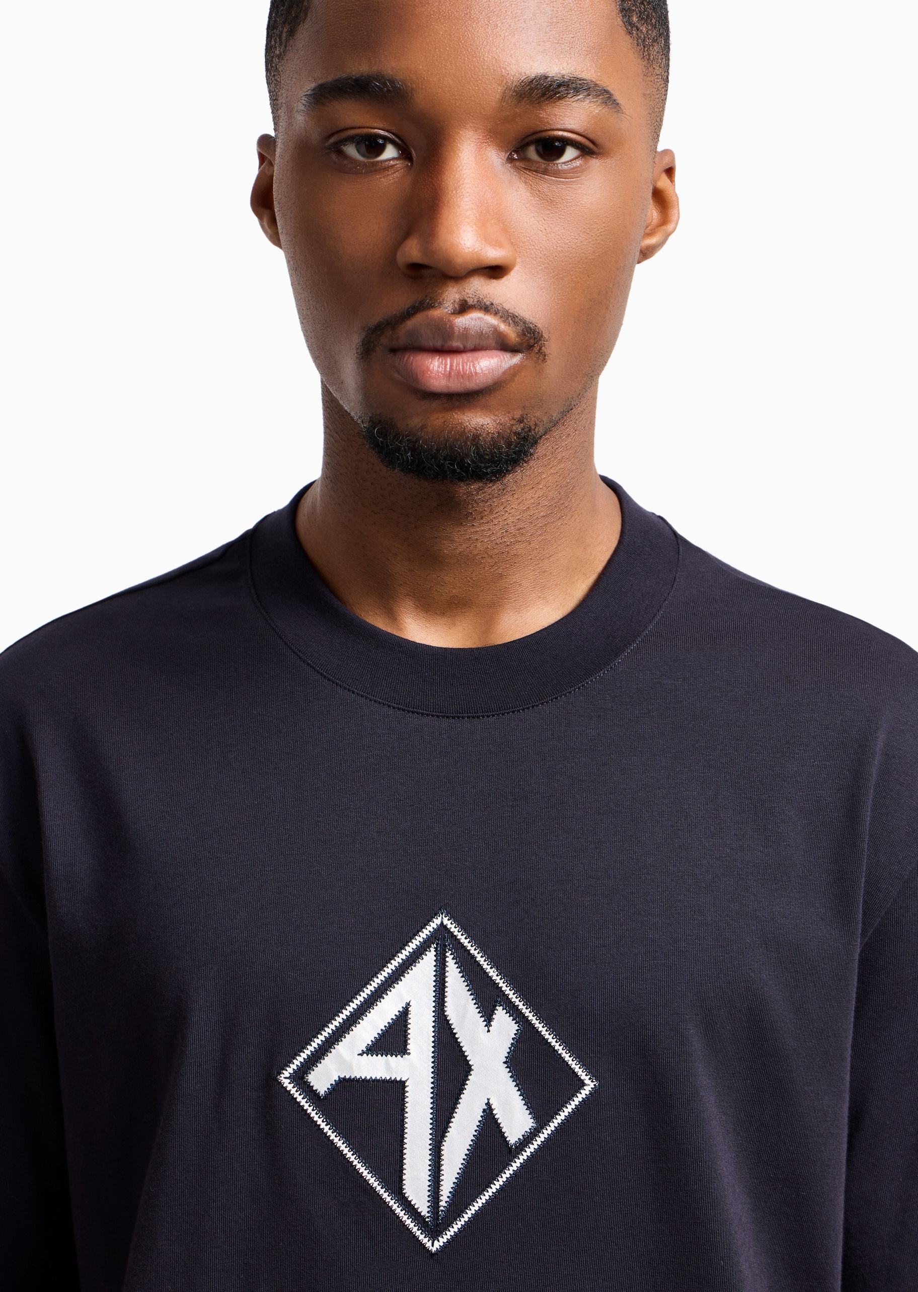 ARMANI EXCHANGE 男士全棉宽松短袖圆领创意标识T恤
