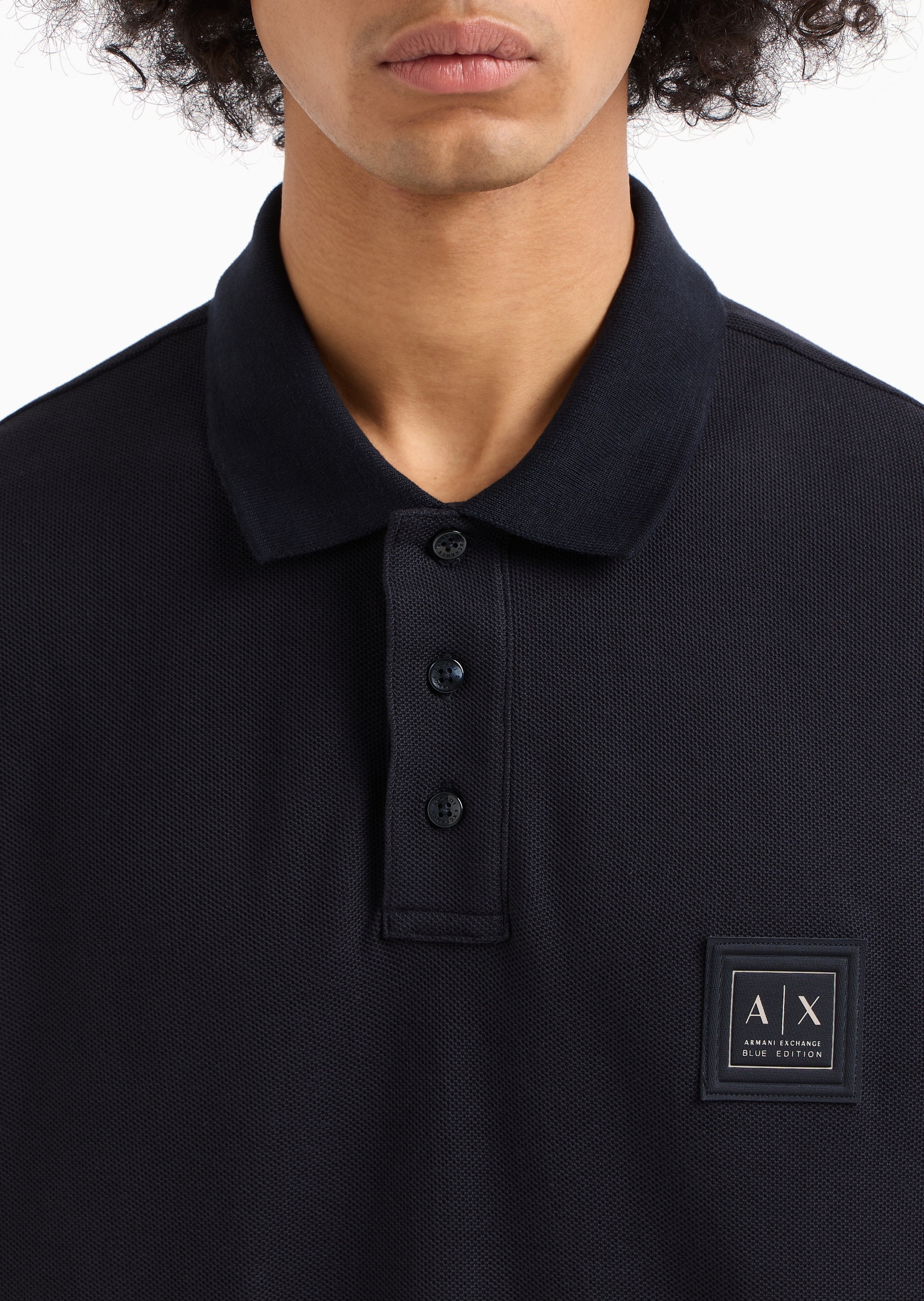 ARMANI EXCHANGE 男士全棉合身短袖翻领纯色Polo衫