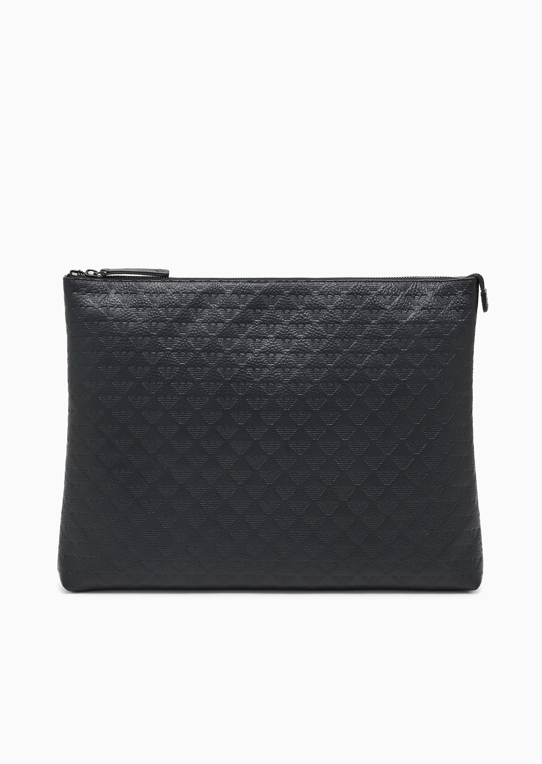 Emporio Armani 男士犊牛皮革拉链鹰标压花手拿公文包