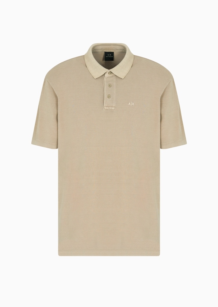 ARMANI EXCHANGE 男士全棉合身短袖翻领纯色Polo衫