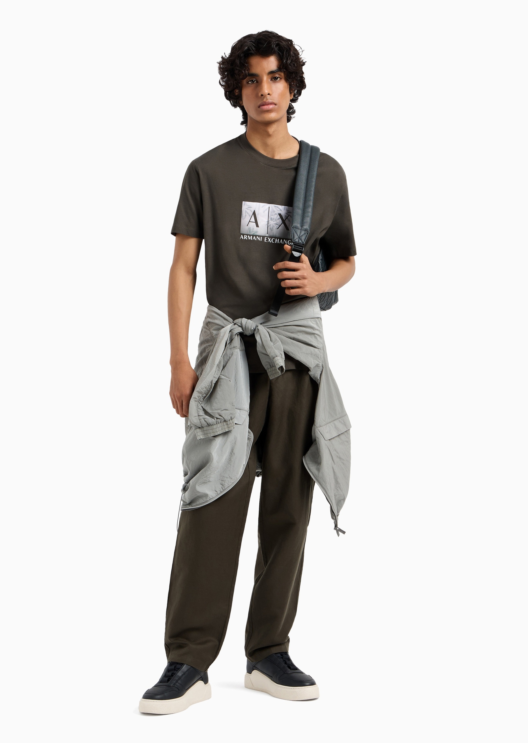 ARMANI EXCHANGE 男士全棉合身短袖圆领个性印花T恤