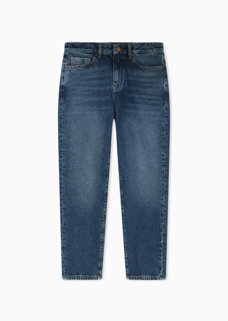 ARMANI EXCHANGE 女士纯棉直筒水洗长款中腰牛仔裤