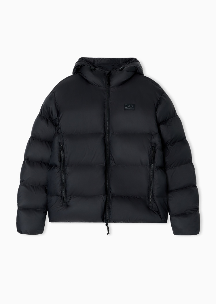 EA7 男士短款加厚长袖连帽拉链防风防水运动棉服