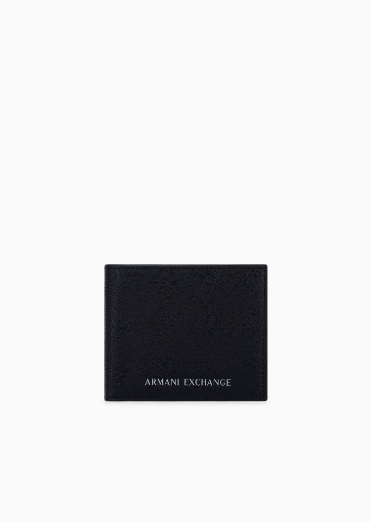 ARMANI EXCHANGE 男士对折短款多卡位翻盖内袋十字纹钱包