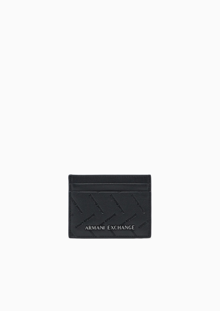 ARMANI EXCHANGE 男士牛皮革扁平多卡位压花手拿卡夹