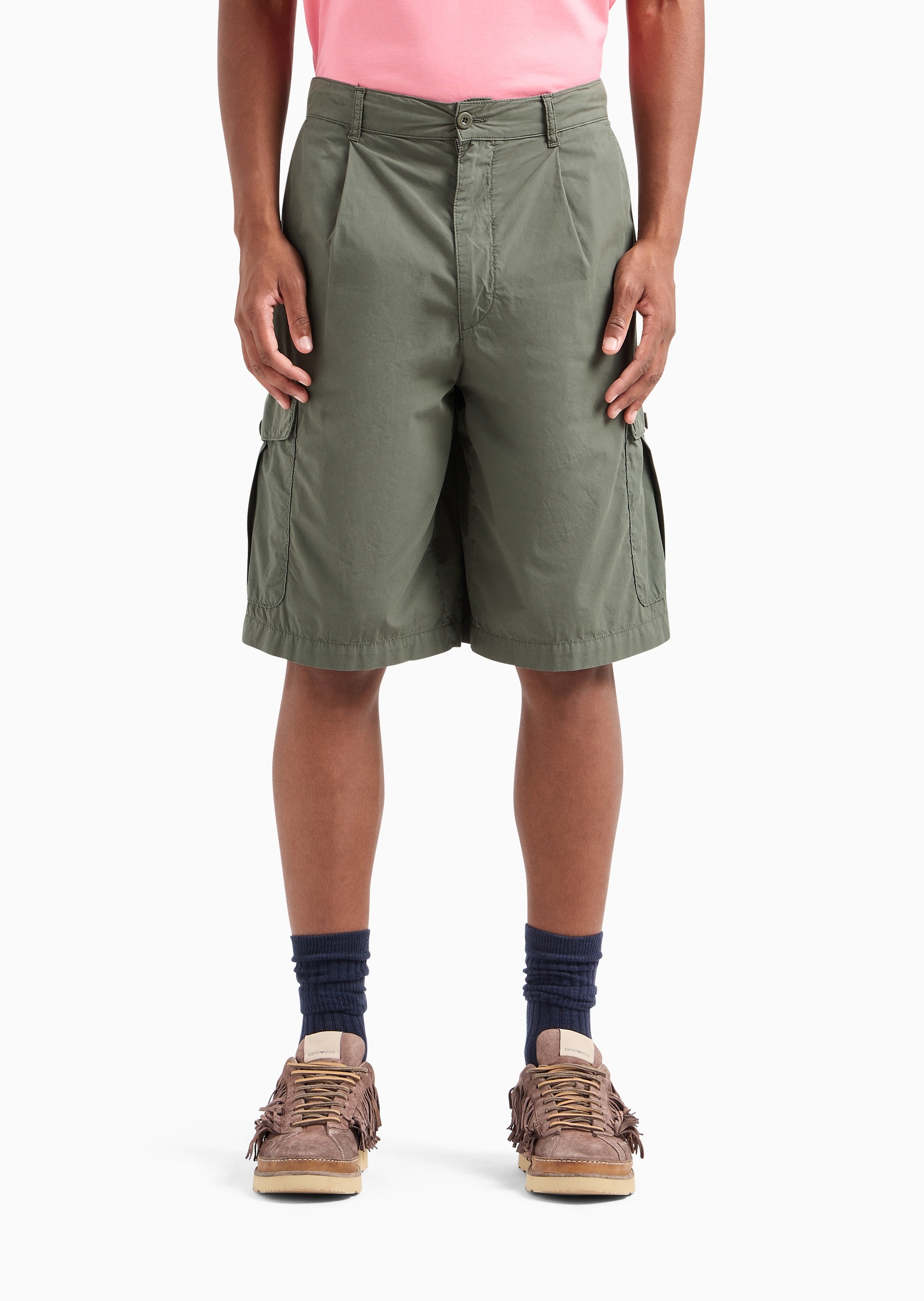 Emporio Armani 可持续系列男士全棉宽松工装风百慕大短裤