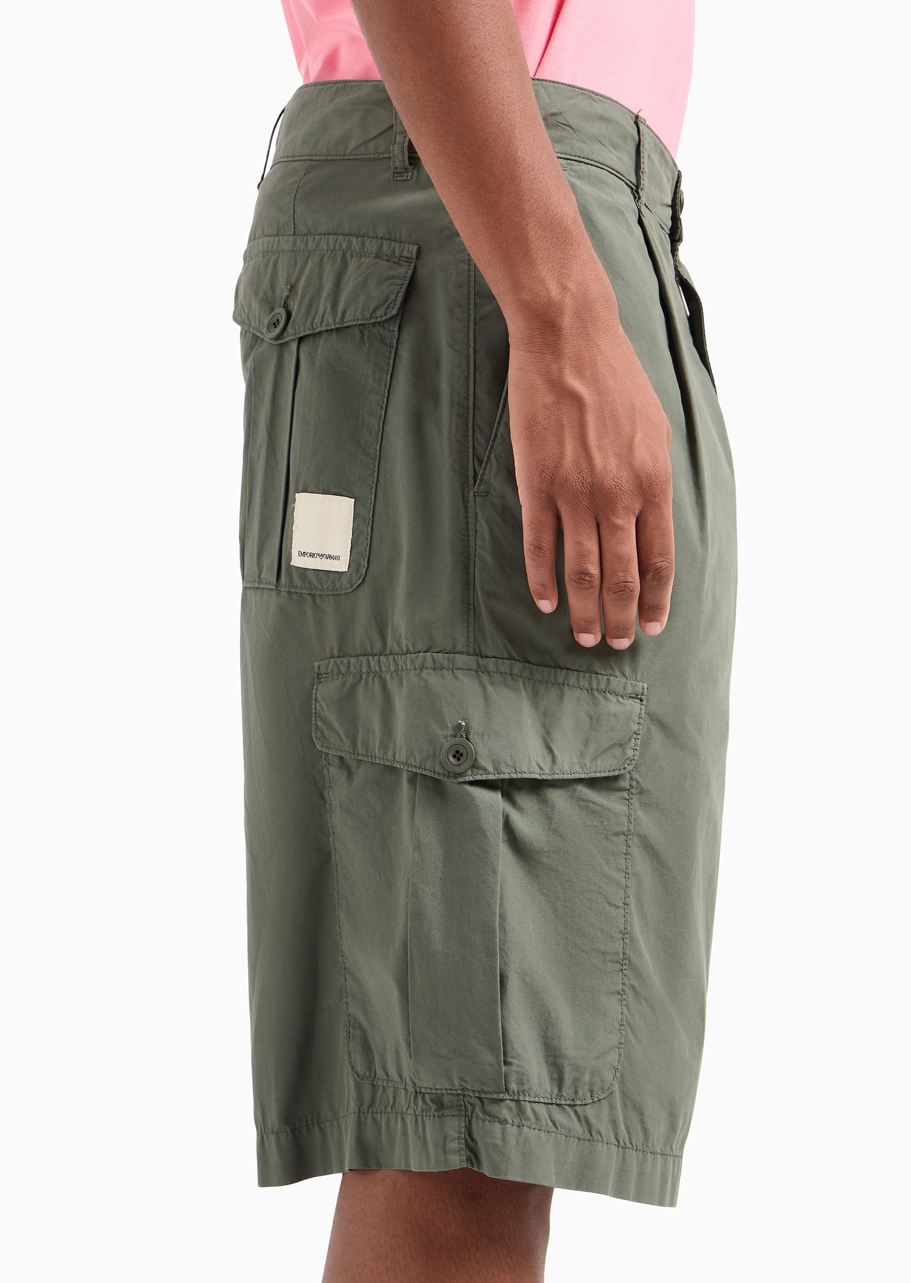 Emporio Armani 可持续系列男士全棉宽松工装风百慕大短裤