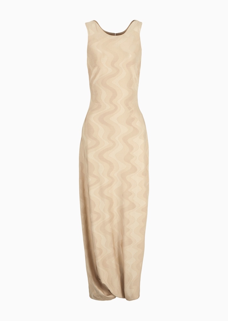 Giorgio Armani 女士弹力修身无袖长款圆领通体印花连衣裙