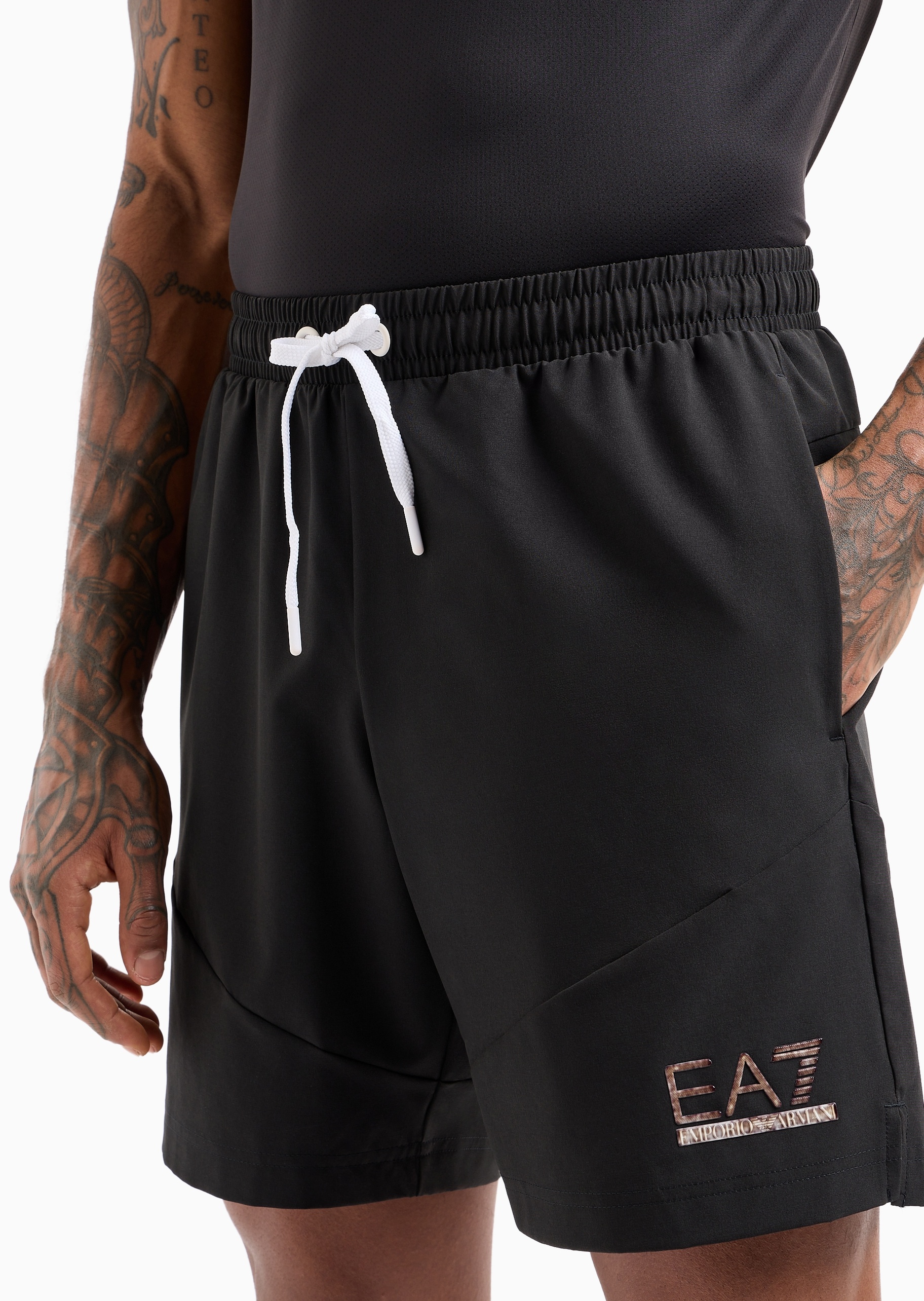 EA7 男士VENTUS7弹力系带腰直筒网球短裤