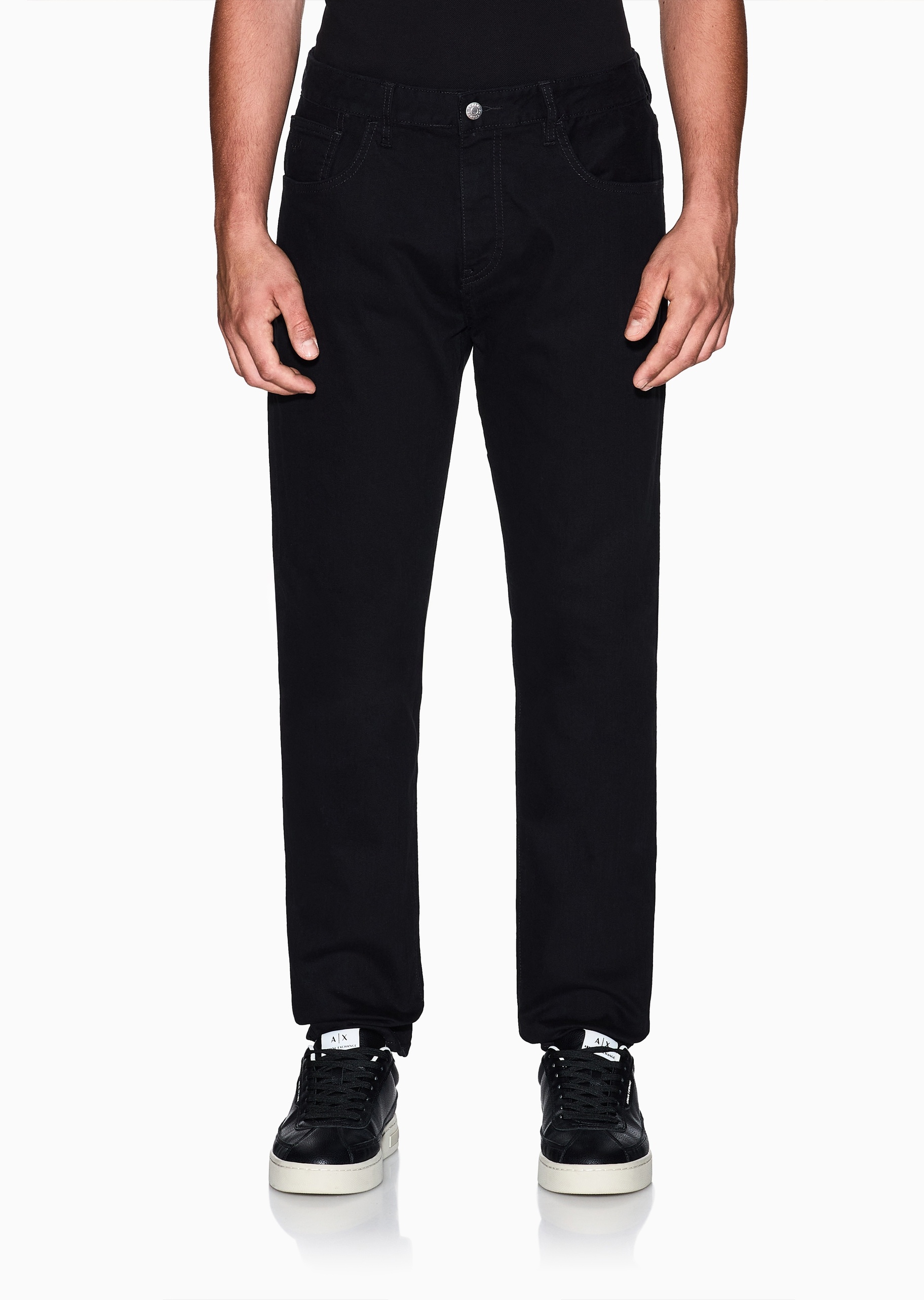 ARMANI EXCHANGE 男士纯棉弹力修身低腰长款直筒窄脚牛仔裤