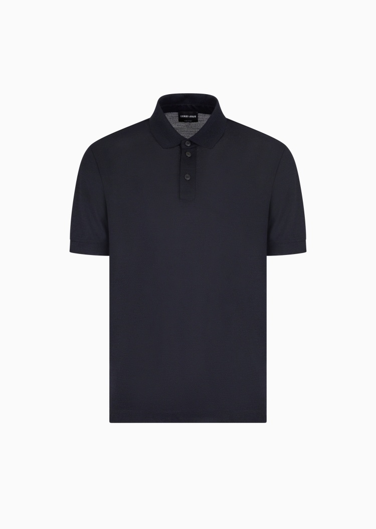 Giorgio Armani 男士全绵羊毛短袖翻领纯色Polo衫
