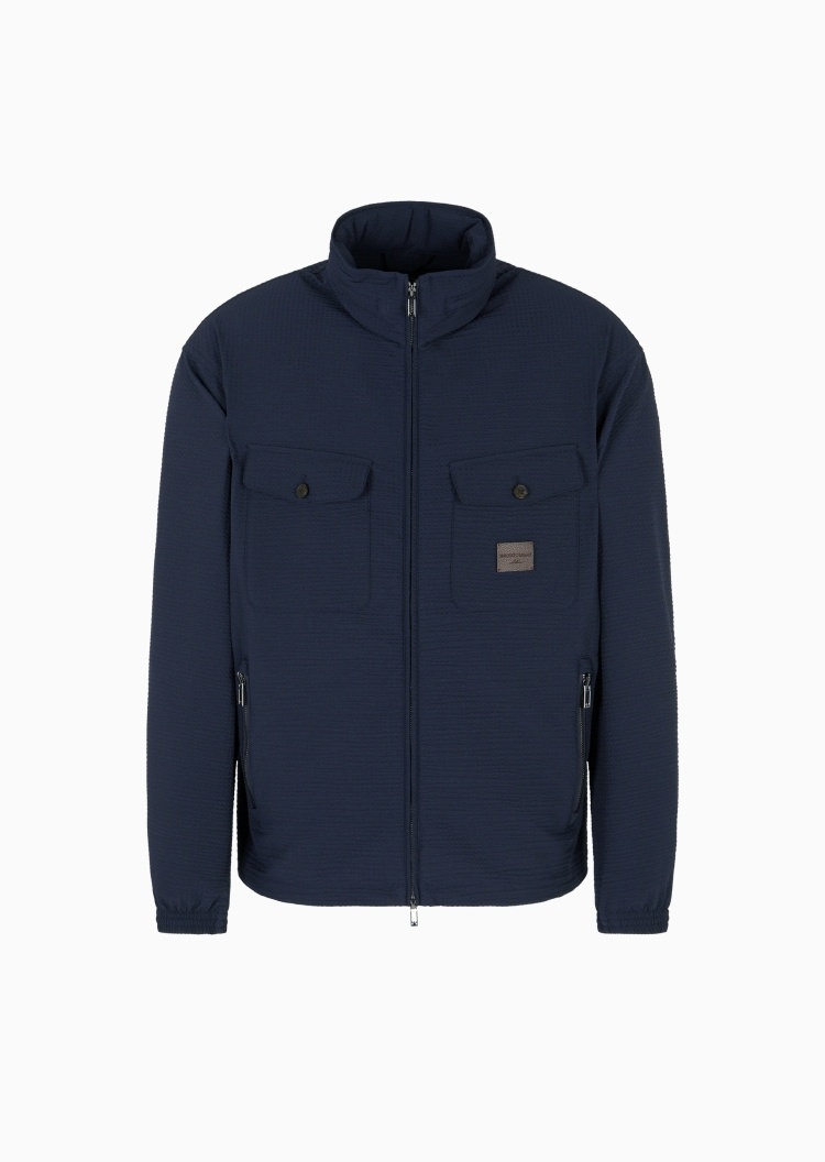 Emporio Armani 男士短款连帽泡泡纱工装夹克运动外套