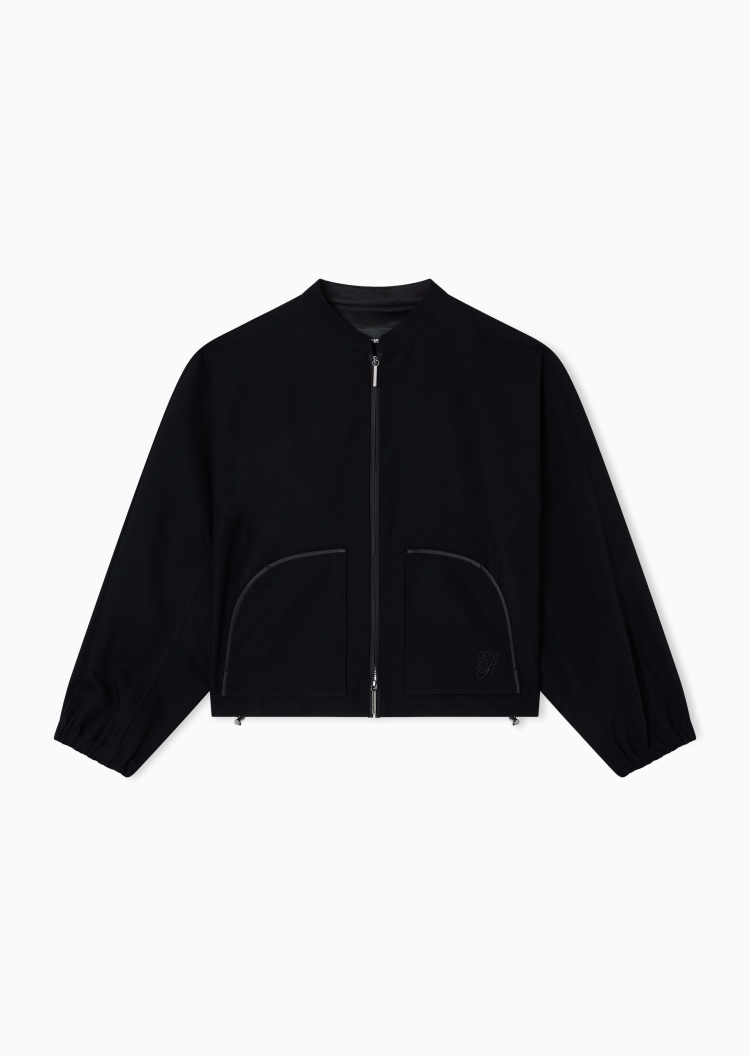 Emporio Armani 女士短款小立领全拉链标识刺绣夹克