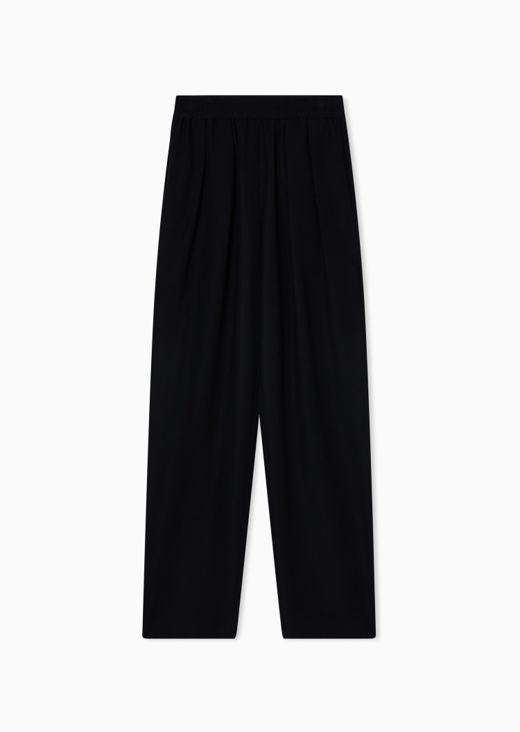 Emporio Armani 女士宽松高腰长款直筒纯色休闲裤