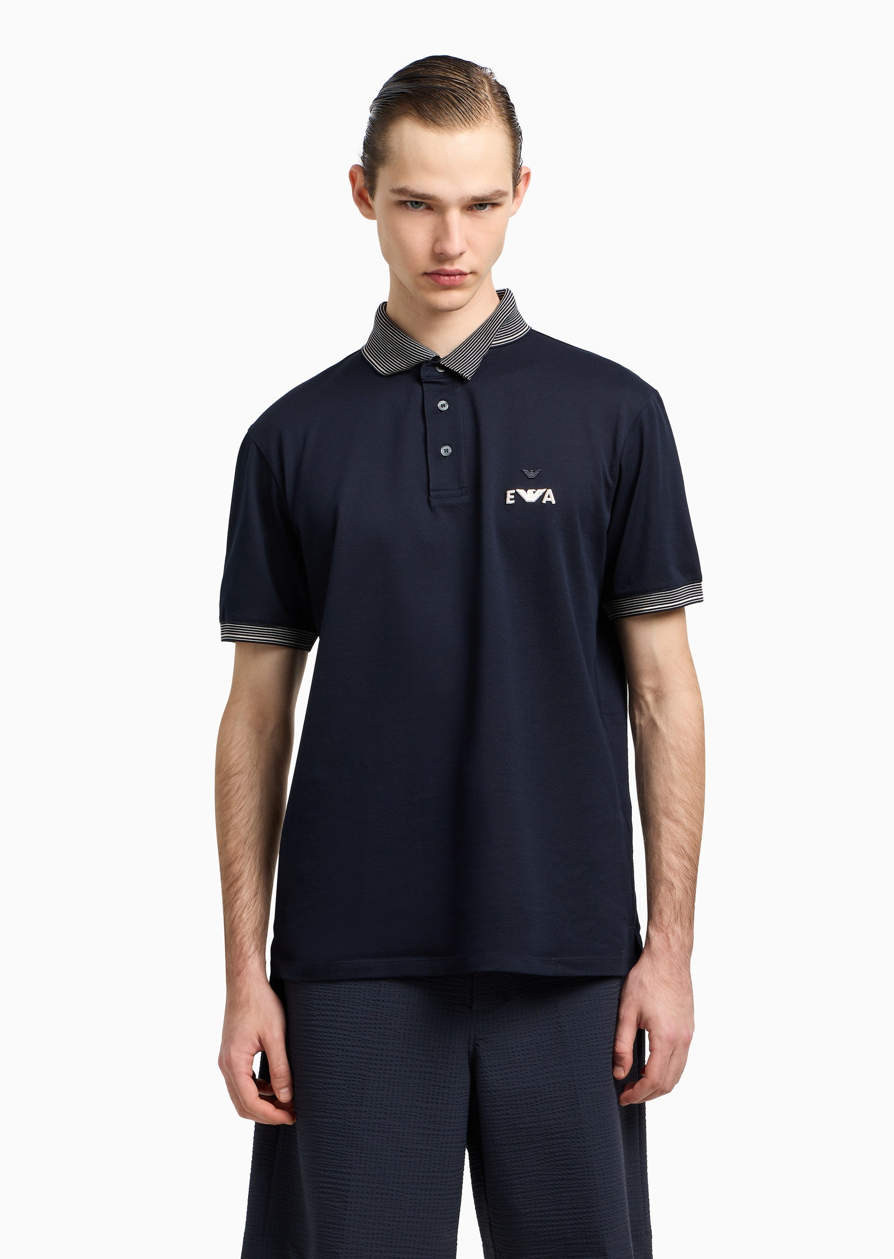 Emporio Armani 男士珠地全棉短袖翻领Polo衫