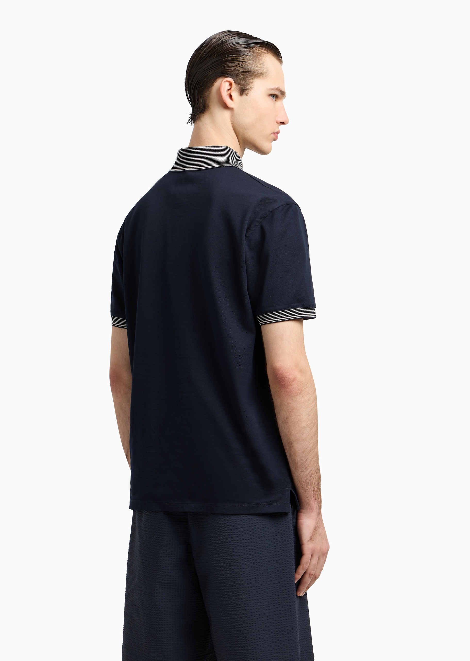 Emporio Armani 男士珠地全棉短袖翻领Polo衫