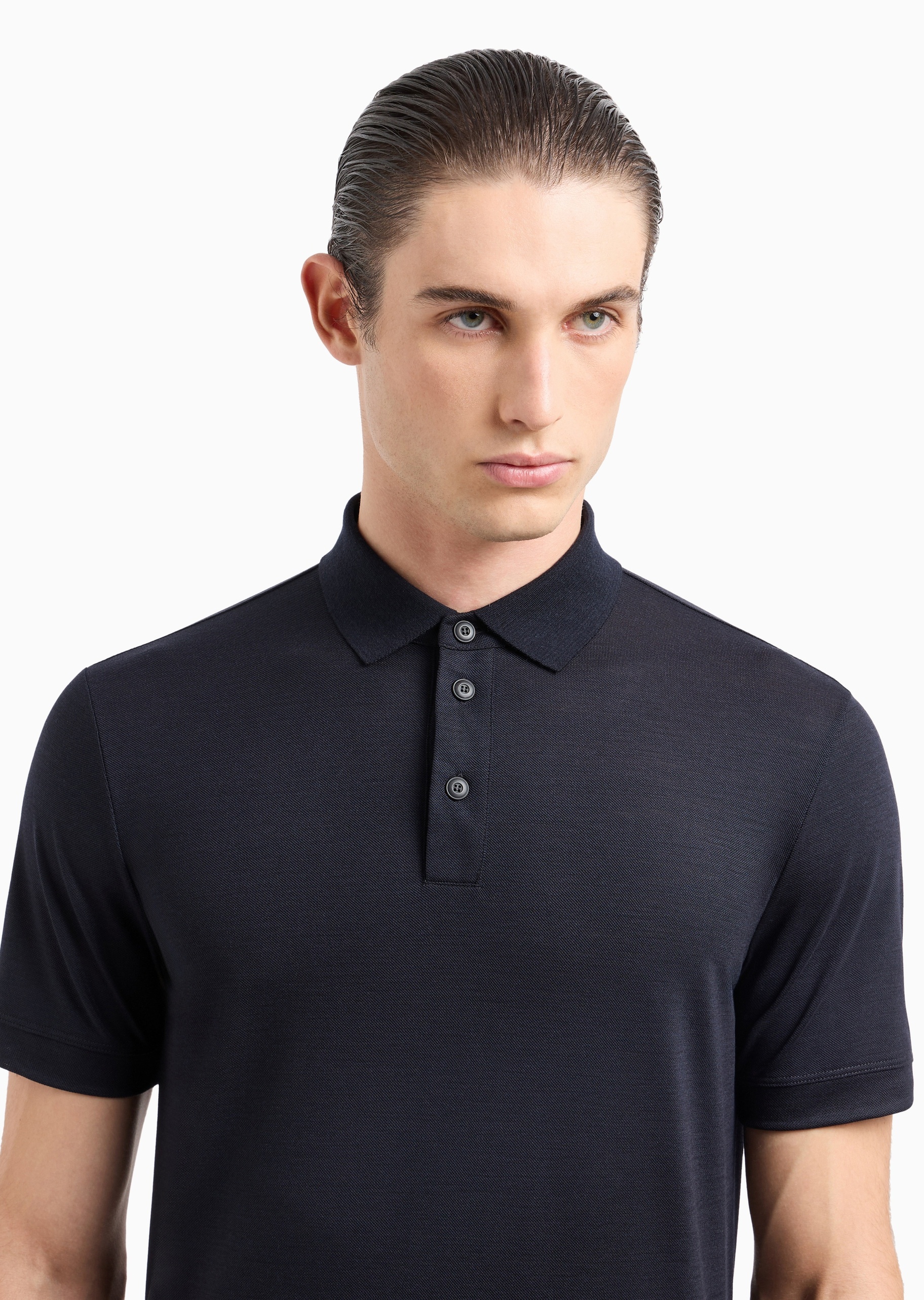 Giorgio Armani 男士全绵羊毛短袖翻领纯色Polo衫