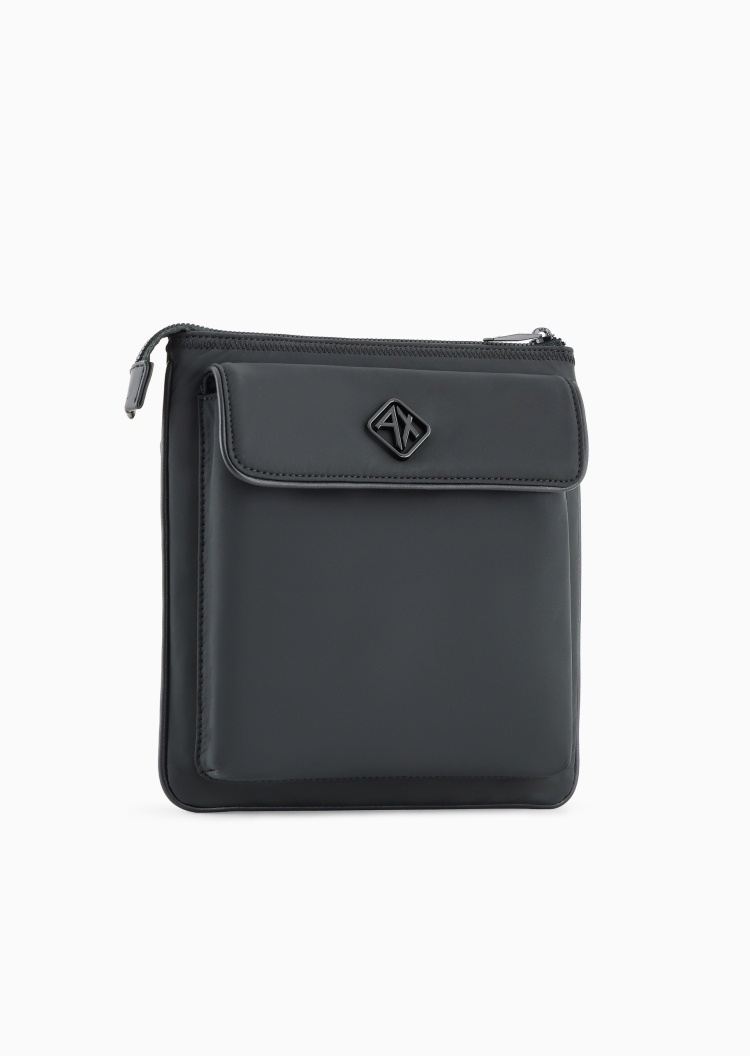 ARMANI EXCHANGE 男士拉链扁平可调节单肩斜挎邮差包
