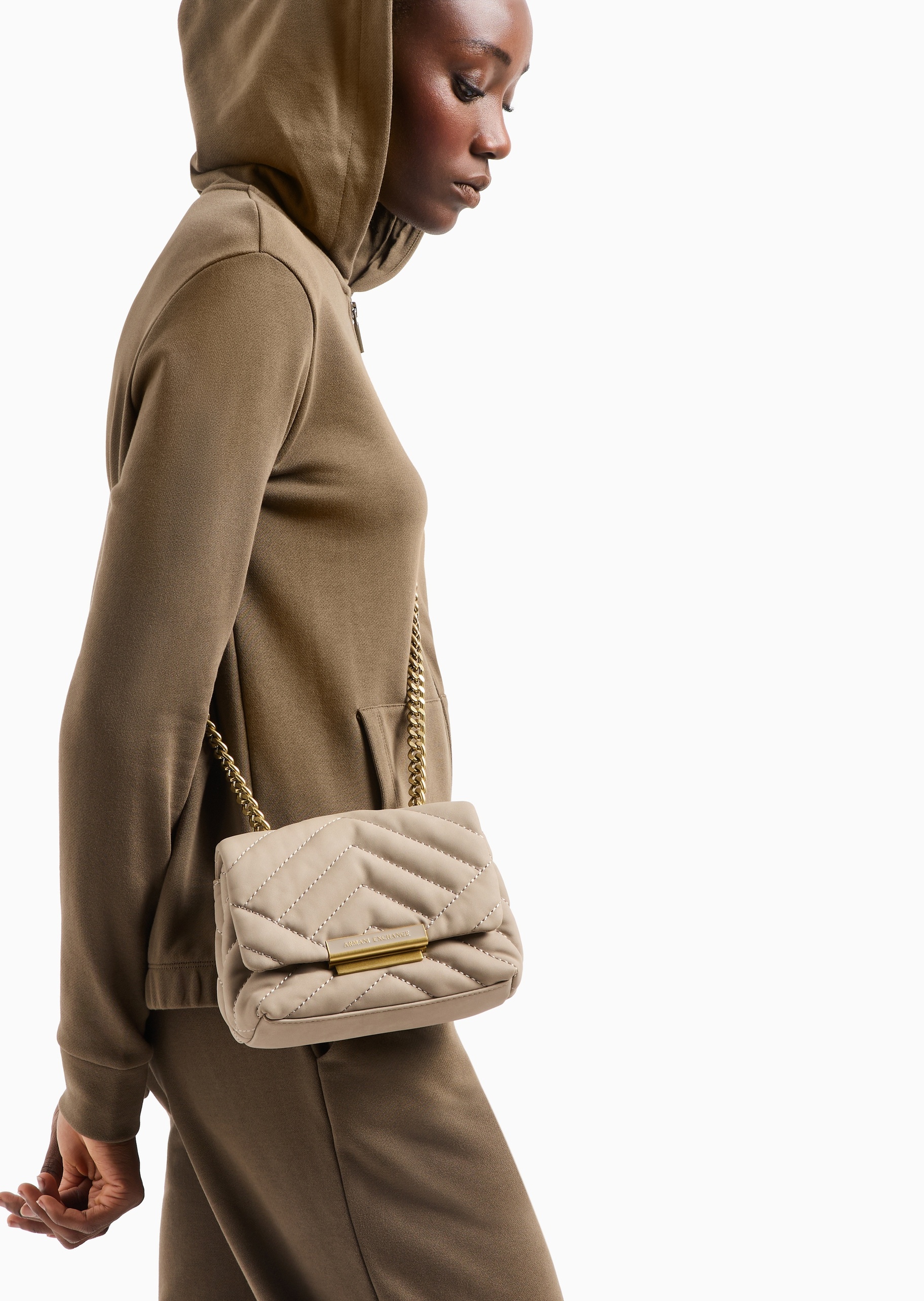 ARMANI EXCHANGE 女士翻盖可调节链条单肩斜挎迷你包