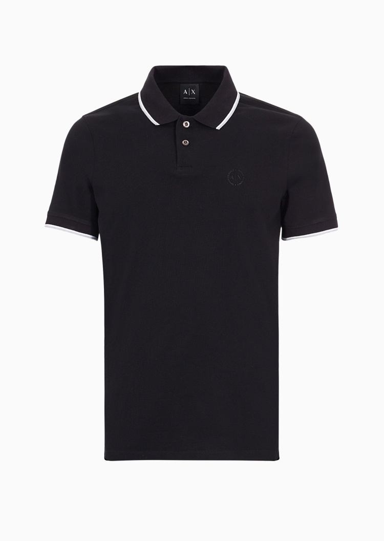 ARMANI EXCHANGE 男士全棉修身短袖翻领Polo衫