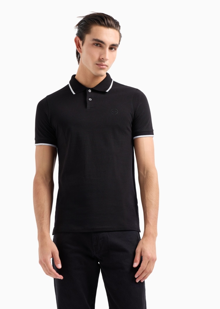 ARMANI EXCHANGE 男士全棉修身短袖翻领Polo衫