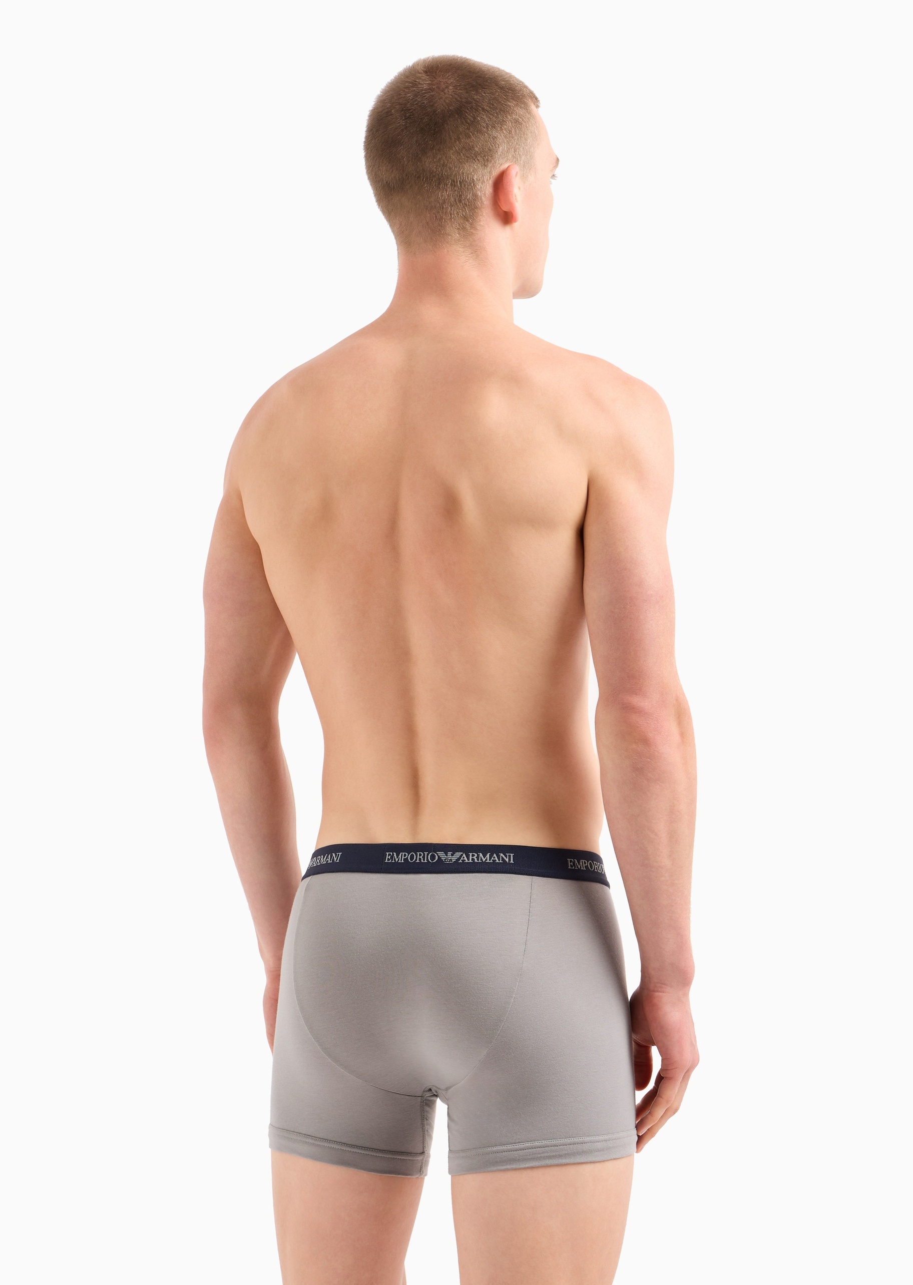 Emporio Armani 男士纯棉弹力合身松紧腰平角两条装内裤套装