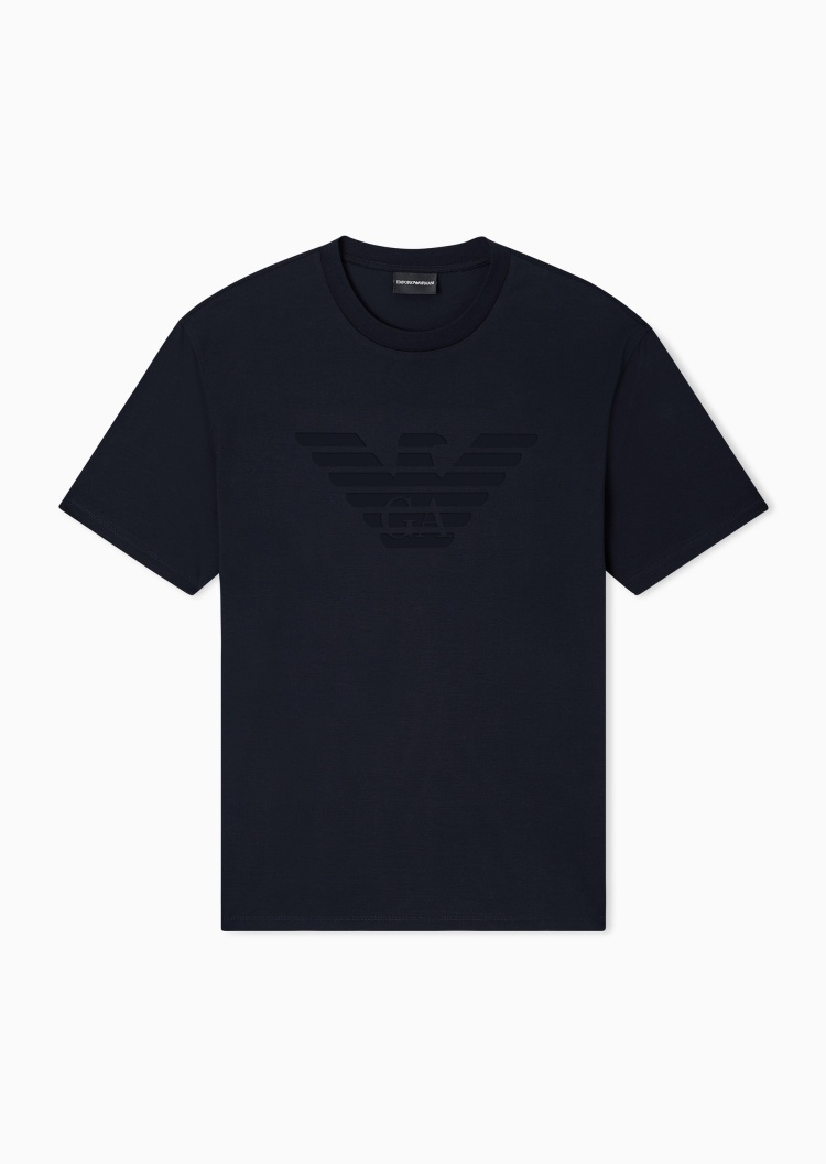 Emporio Armani 男士合身短袖圆领纯色休闲时尚重磅T恤