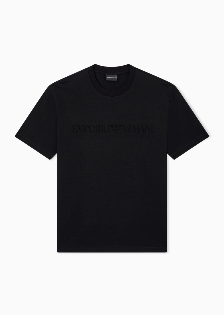 Emporio Armani 男士合身短袖圆领纯色休闲时尚重磅T恤
