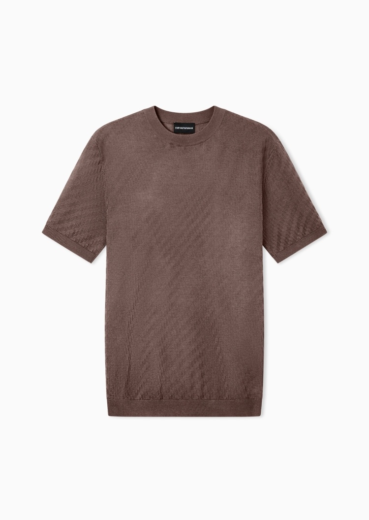 Emporio Armani 男士短袖圆领肌理感纯色休闲针织衫